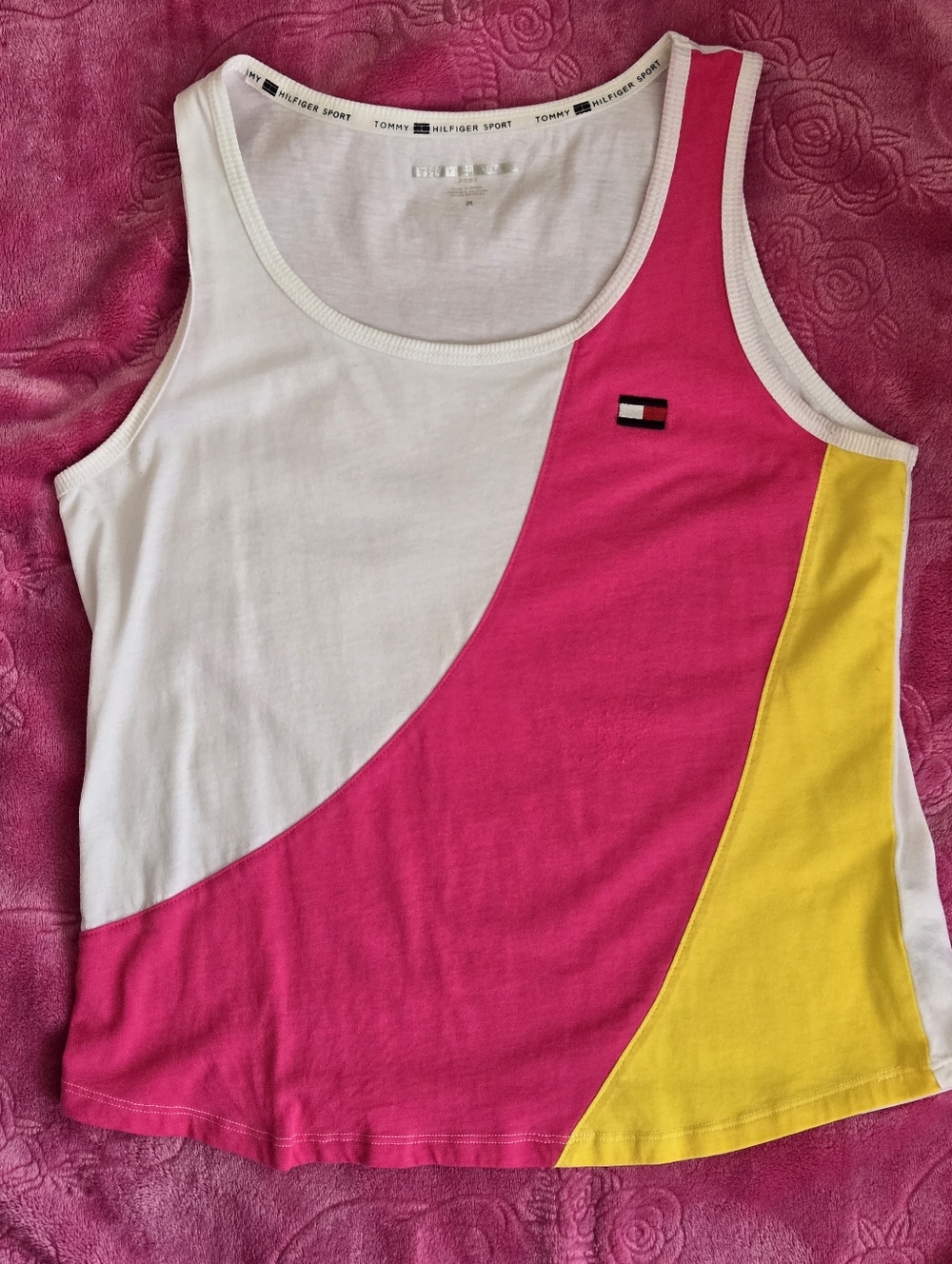 Tommy Hilfiger Sport Tank Top in White, Pink & Yellow